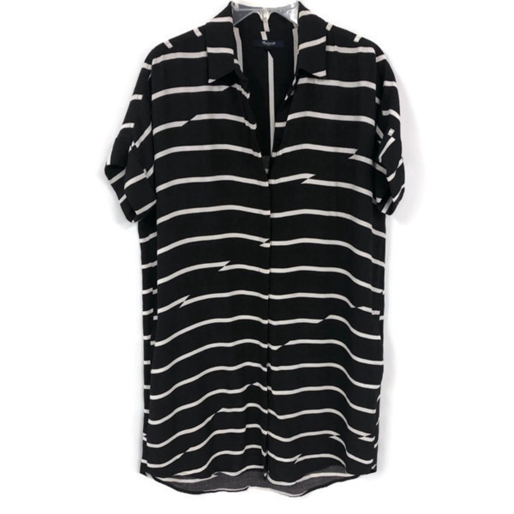 Madewell Black White Stripe Short Sleeve Shirt Dress Size S